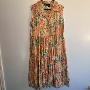 Vintage Phool Sleeveless Mixed Floral Patchwork Print Tiered Cotton Maxi Dress